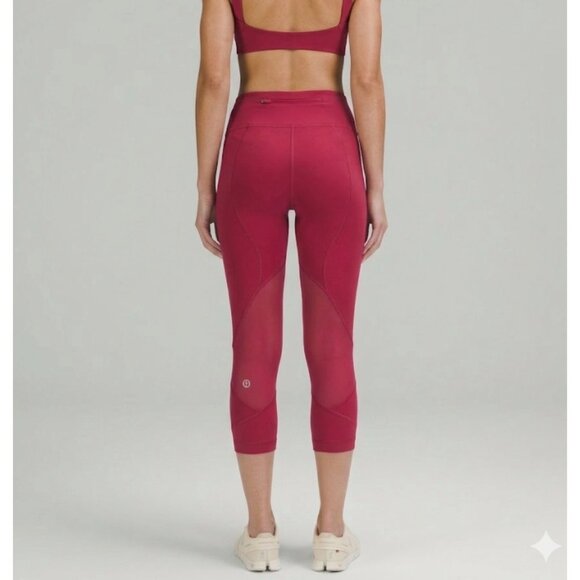 lululemon athletica Pants - Lululemon Pace Rival Crop 22" Luxtreme Dark Red Mid-Rise Running Leggings 6